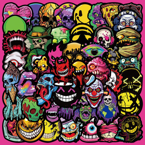 50pcs Not Repeated Halloween Monster Cartoon Colorful Waterproof Sticker