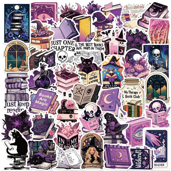 50pcs not repeated romantic doodle purple waterproof sticker