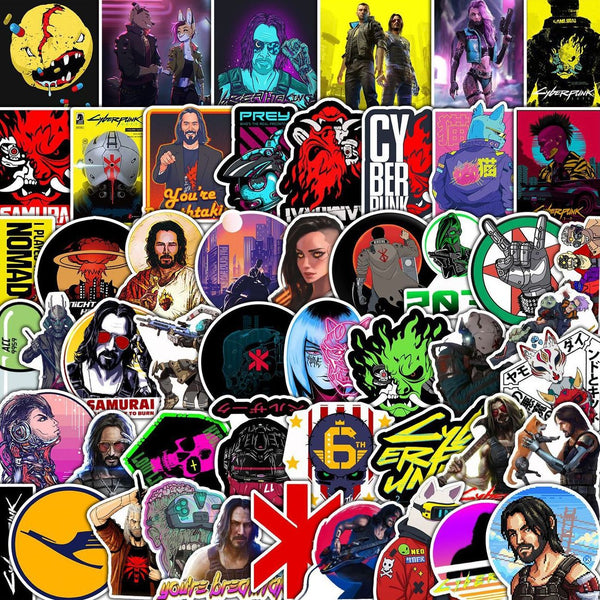 50pcs not repeated Cyberpunk 2077 coloful waterproof sticker