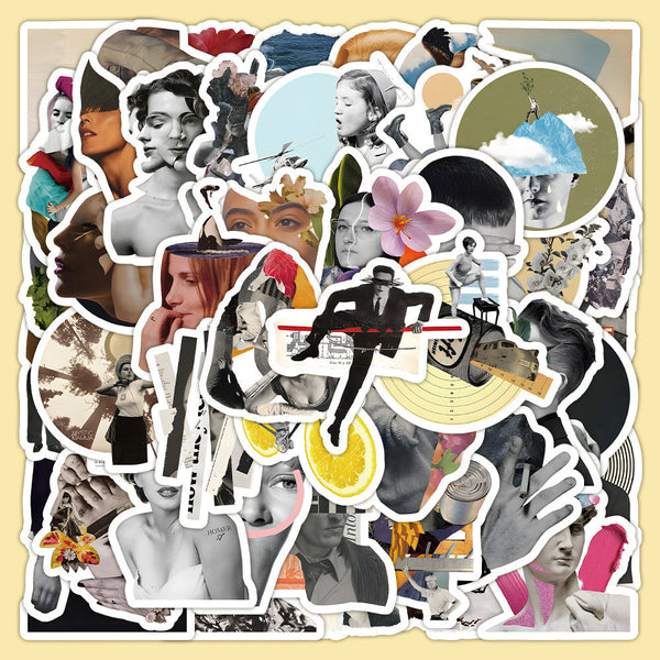 63pcs not repeated abstract art waterproof sticker