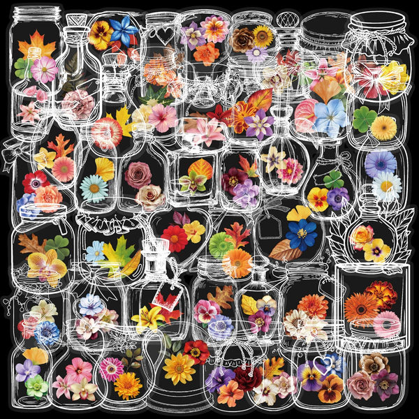50pcs not repeated flowers transparent PET waterproof sticker