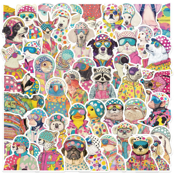 50pcs not repeated colorful Pop art animals waterproof sticker