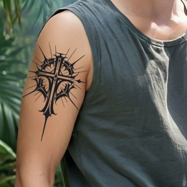 2pcs Cross Mystic Gleam Temporary Body Tattoo Stickers