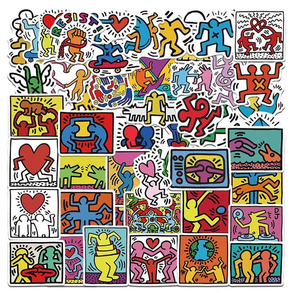 50pcs not repeated fashion Keith Haring style waterproof sticker