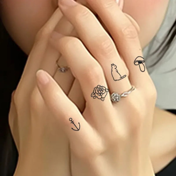 2pcs Whimsical Doodle Temporary Body Tattoo Stickers