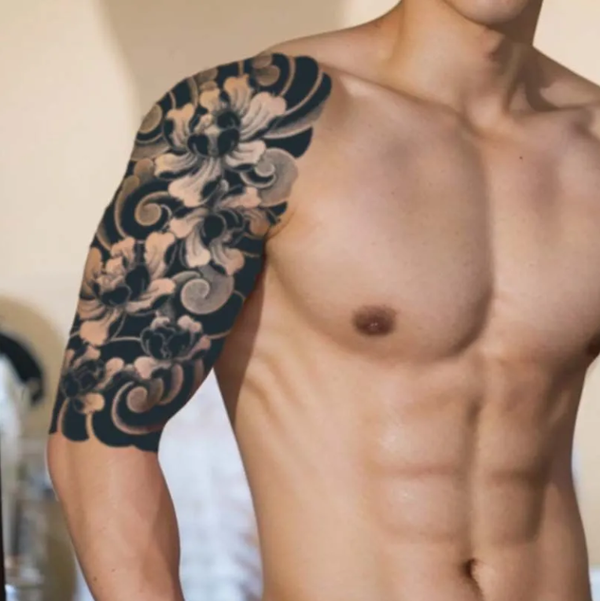 2pcs Mystical Lotus in Mist Temporary Body Tattoo Stickers