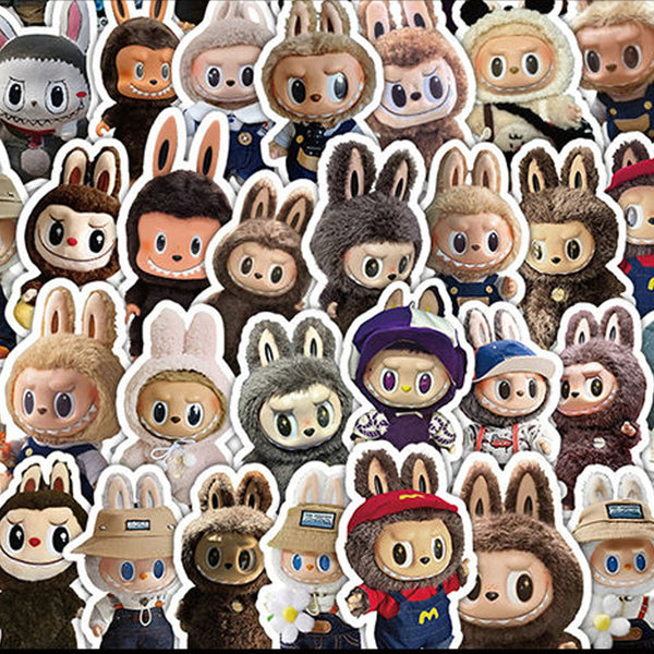 62pcs not repeated labubu cute colorful waterproof sticker