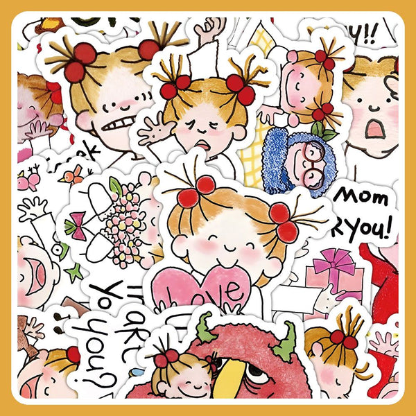 63pcs not repeated stick figure cute CoCo girl cartoon colorful waterproof sticker