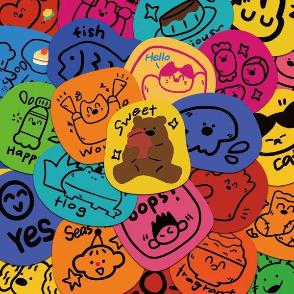 40pcs Not Repeated American Graffiti Cartoon Colorful Waterproof Stickers