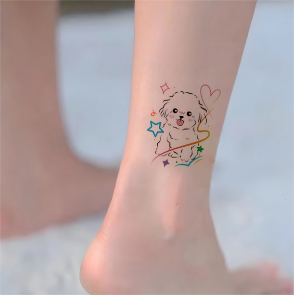 6 Pcs Cute Puppy  temporary tattoos Waterproof & Durable
